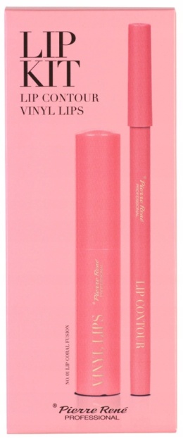 PIERRE RENE Lip Kit - ZESTAW Pomadka w Płynie + Konturówka 01 CORAL FUSION